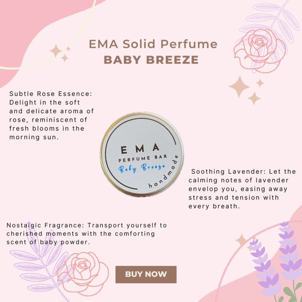 EMA Solid Perfume | Baby Breeze | Scents of Lavender, Rose | Handmade in Canada